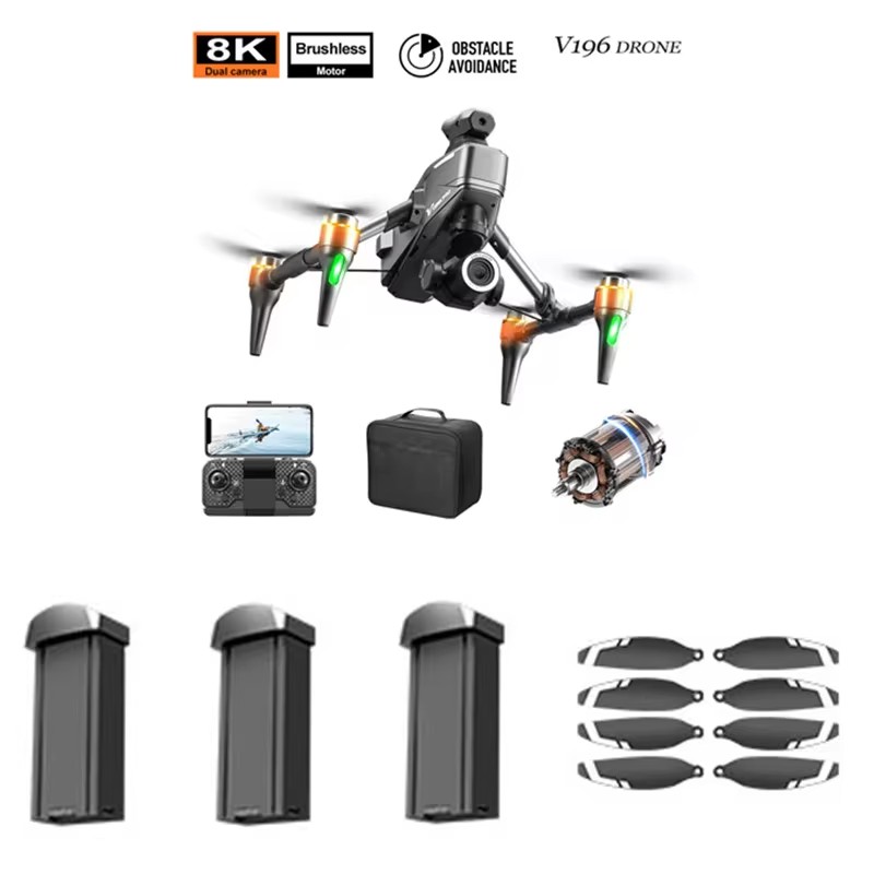 V196 Brushless 8K  Obstacle Av - Drone V196 Rc ulasan dan harga