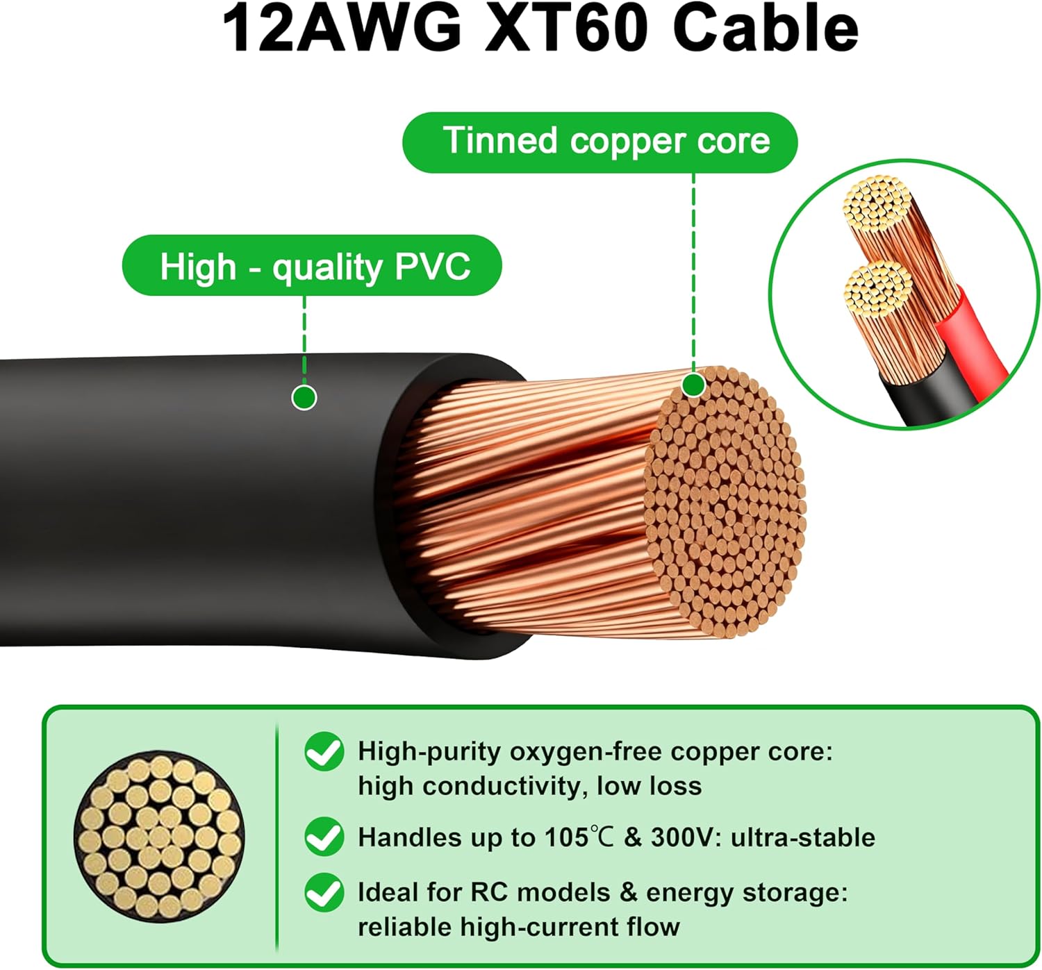 JMUYTOP 3FT 12AWG XT60 Panel M - Drone Rc Holder ulasan dan harga