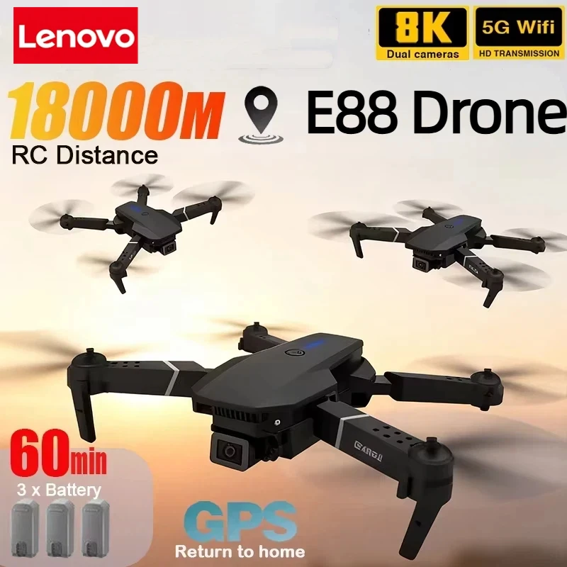 Lenovo New E88 Pro WIFI FPV Dr - Drone Rc E88 Pro ulasan dan harga